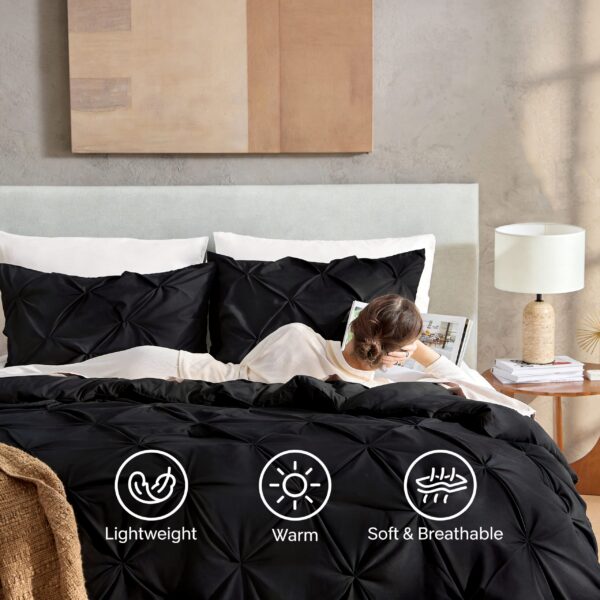 Pinch Pleat Comforter Set 3 Pieces, All Season Down Alternative Soft Microfiber Bedding Set with Pillowcases, Multi Size Available