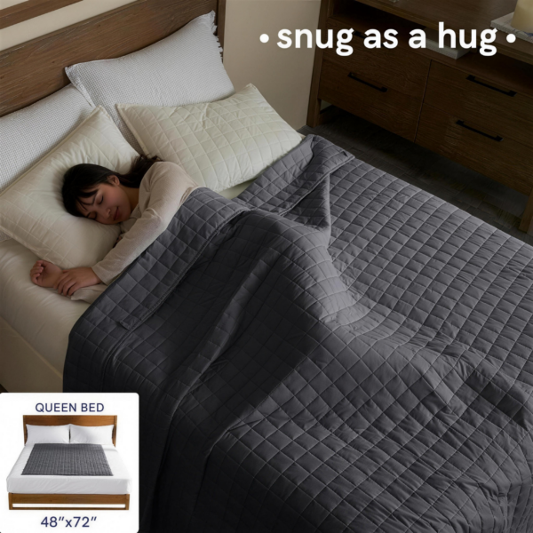 Cooling Weighted Blanket for Adults, 5"x5" Small Compartments OEKO-TEX Certified, Glass Bead Heavy Blanket for Deep Sleep, Multi Size & Weight Available