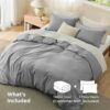 Double Brushed Duvet Cover Set, 3 Pieces Soft Breathable Solid Bedding Set with Zipper Closure, No Comforter