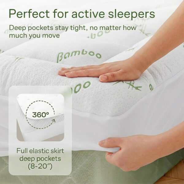Cloud-Soft Bamboo Cooling Mattress Pad - 360° Snug Fit & Ultra Breathable
