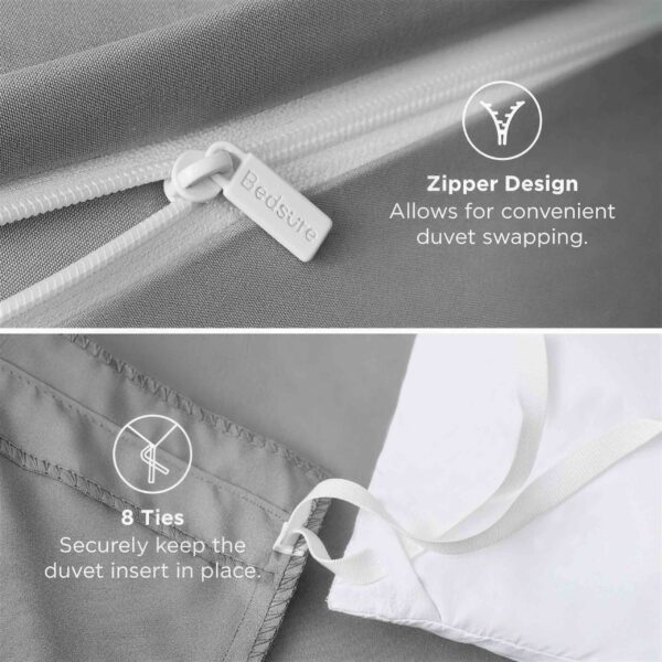 Double Brushed Duvet Cover Set, 3 Pieces Soft Breathable Solid Bedding Set with Zipper Closure, No Comforter
