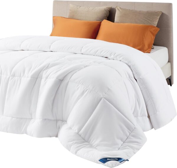 All Season Down Alternative Comforter Duvet Insert, Box Stitch Quilted Bedding with, OEKO-TEX Certified Machine Washable Comforter, Multi Size Available
