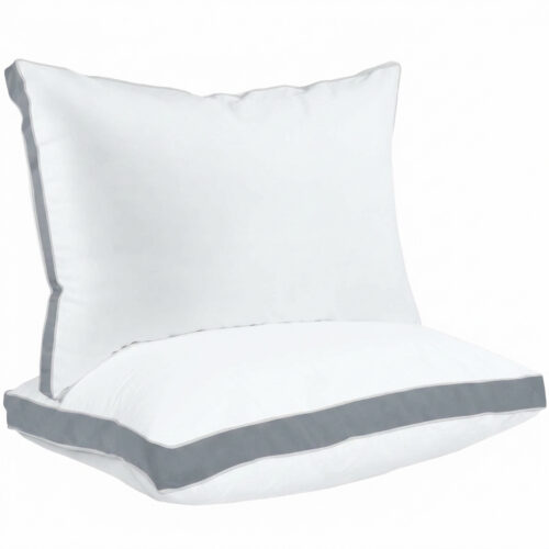 Grey_01_MAIN_Clean Hotel Quality Down Alternative Gusseted Cooling Pillows for Side, Back & Stomach Sleepers, White