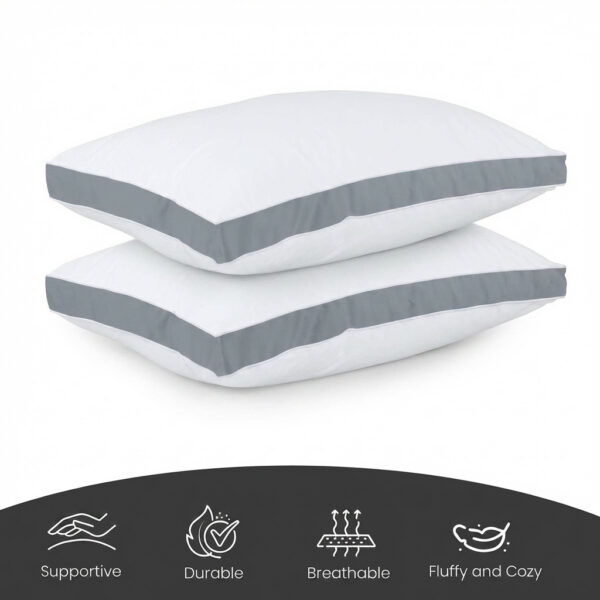 Hotel Quality Down Alternative Gusseted Cooling Pillows for Side, Back & Stomach Sleepers, White