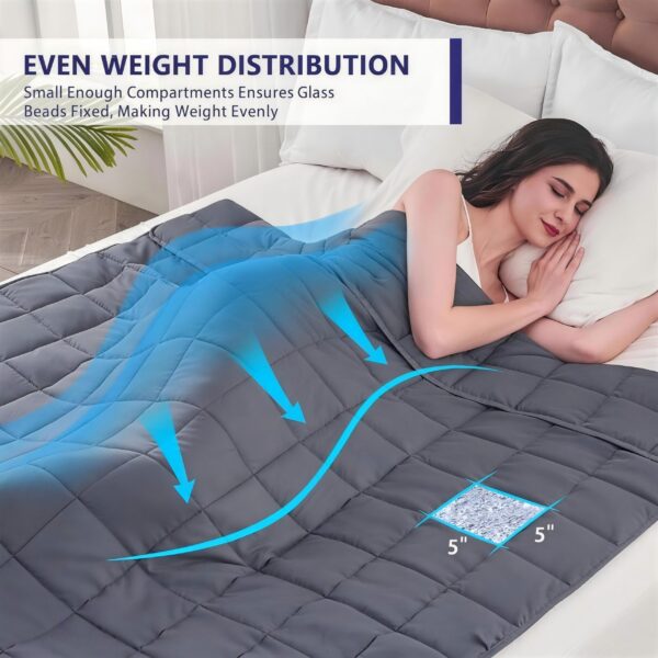 Cooling Weighted Blanket for Adults, Premium Glass Bead Fill, Breathable Machine Washable Heavy Blanket for Deep Sleep, Multi Size & Weight Available