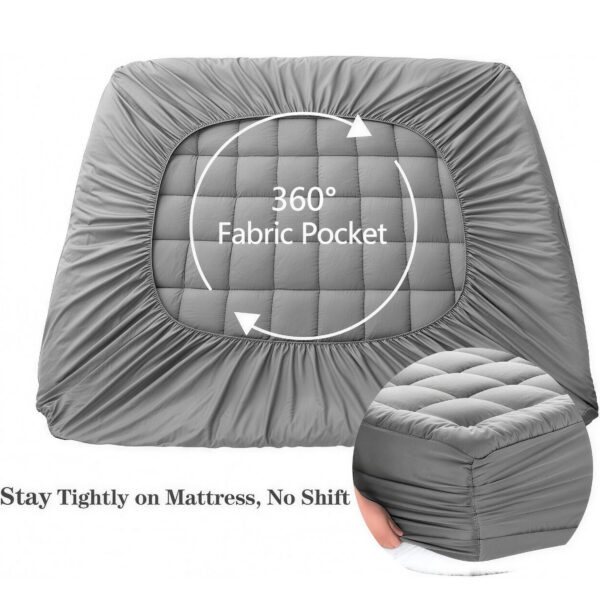 Pillow Top Mattress Pad Queen Size, Quilted Fitted Mattress Protector with 8-21" Deep Pocket, Cooling Cotton Top Down Alternative Fill, OEKO-TEX Certified, Multi Size Available