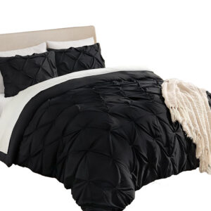 Pinch Pleat Comforter Set 3 Pieces, All Season Down Alternative Soft Microfiber Bedding Set with Pillowcases, Multi Size Available
